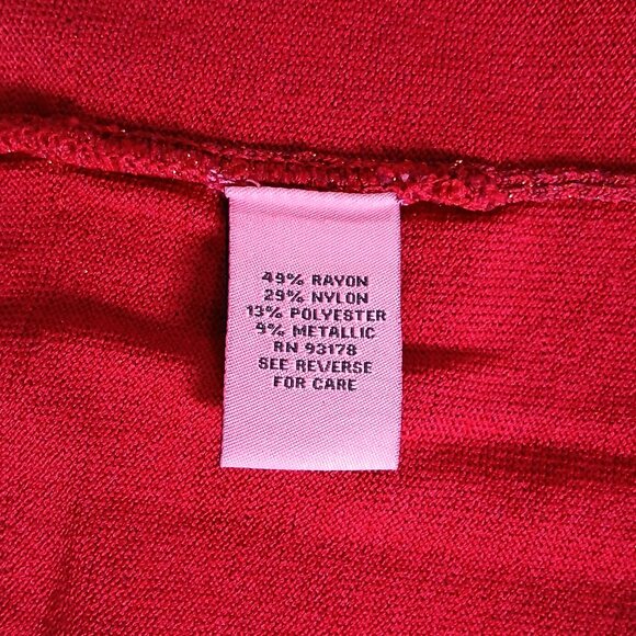 Carmen Marc Valvo Red HalfSleeve Stretch ScoopNeck Pleated Midi Sweater Dress XL - Picture 8 of 12